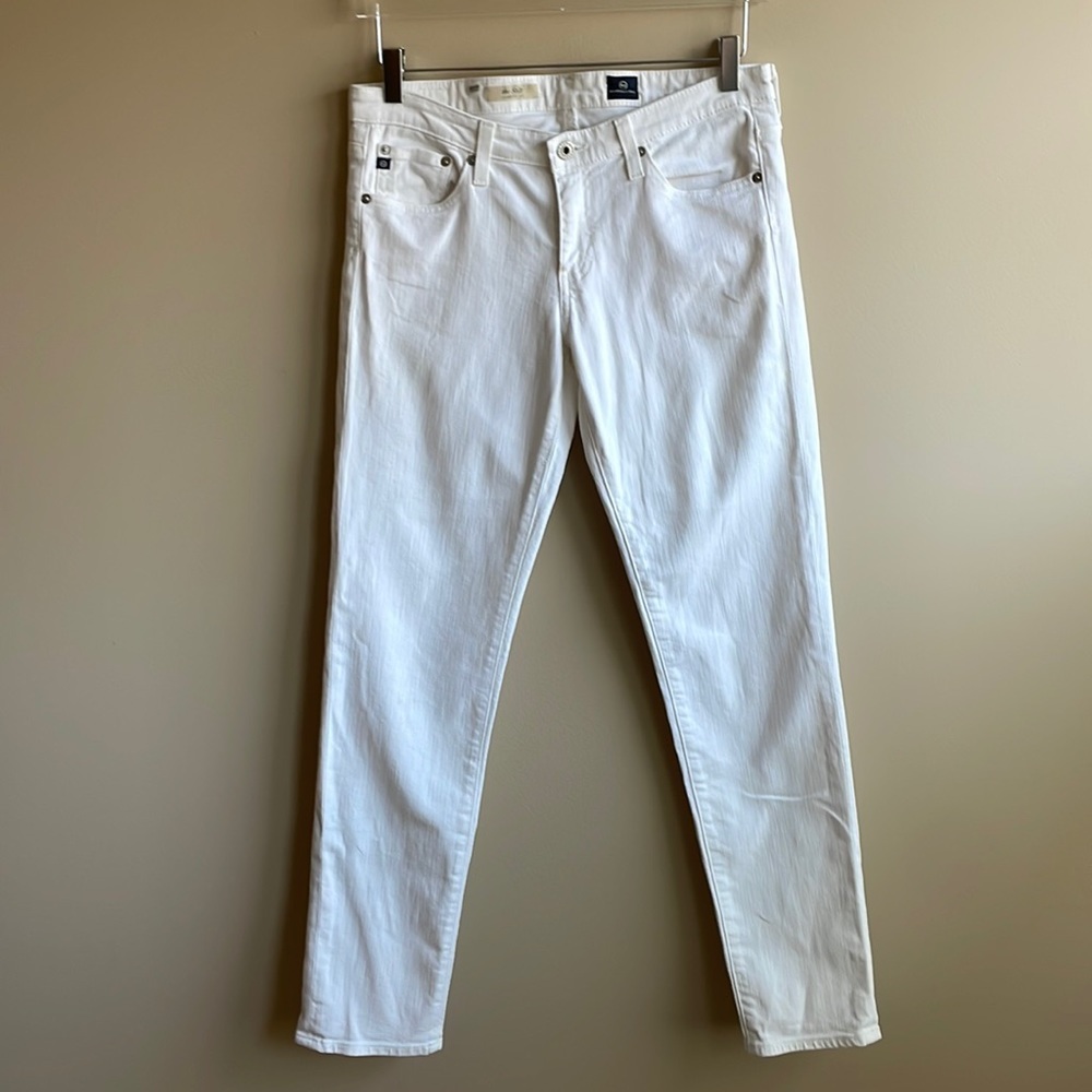 AG The Stilt Cigarette Leg White Jeans